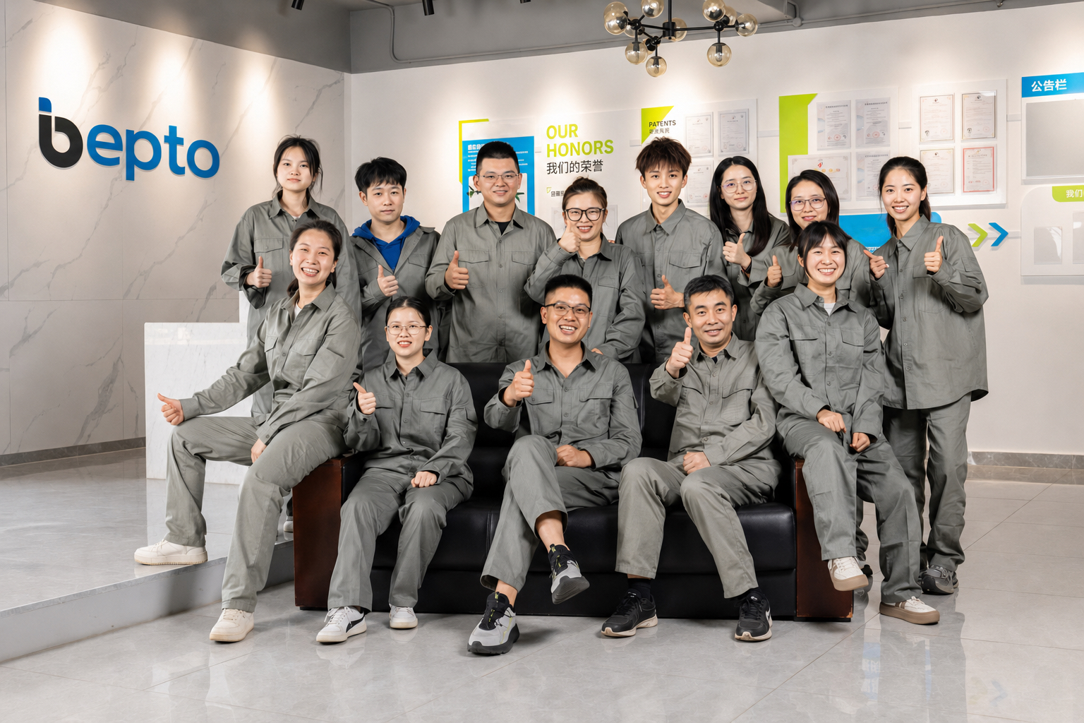 Bepto Pneumatic production manufacturing and technical department middle-management team group photo