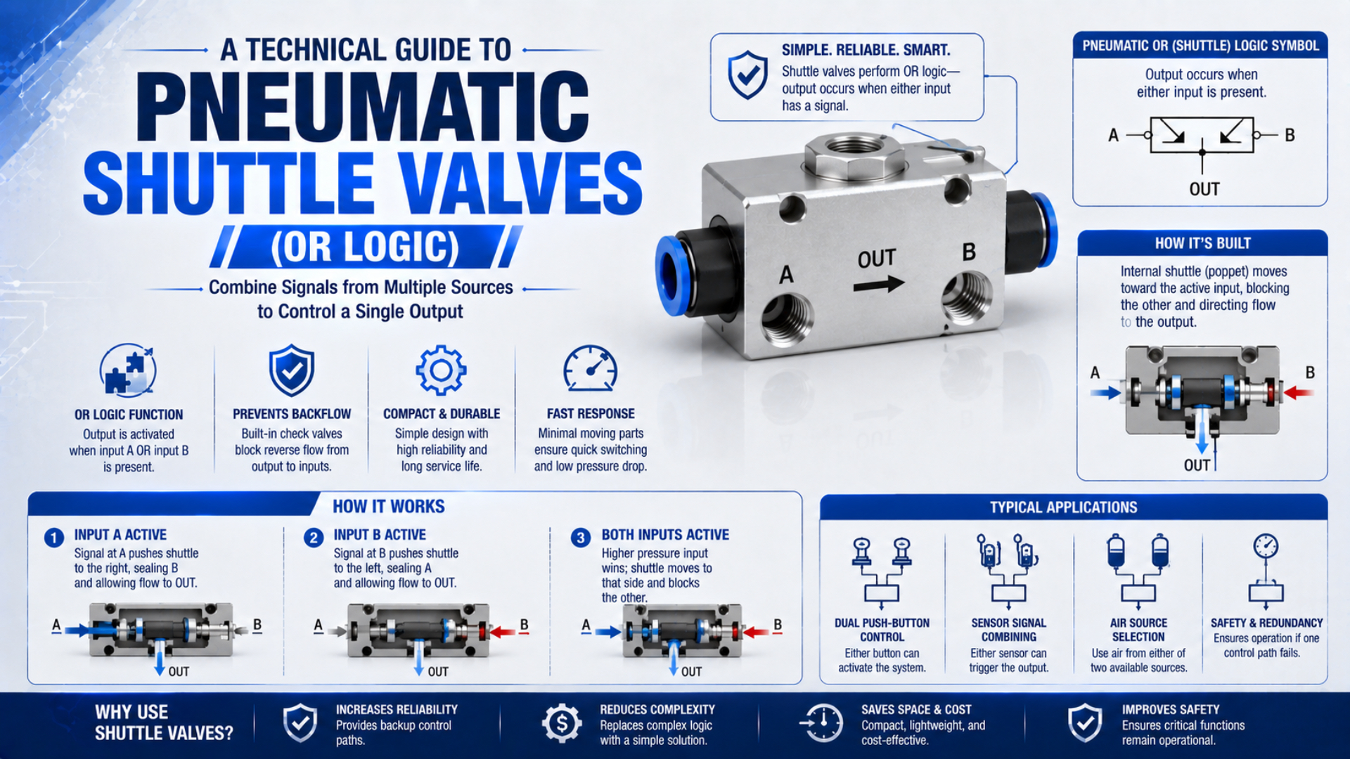 Guide technique des sélecteurs de circuit pneumatiques et de la logique OU