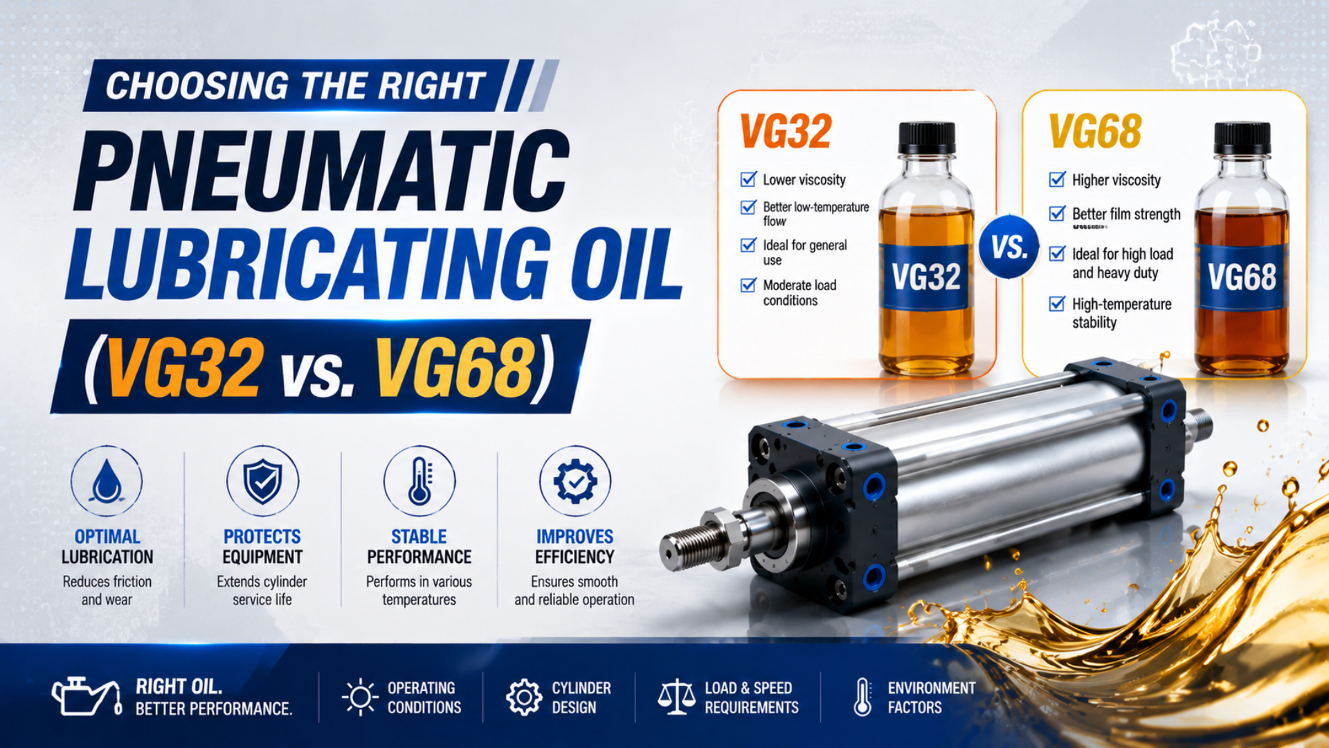 Auswahl des richtigen Pneumatiköls zwischen VG32 und VG68