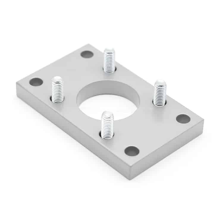 Fixed cylinder mounting plate with four threaded studs and four frame attachment holes