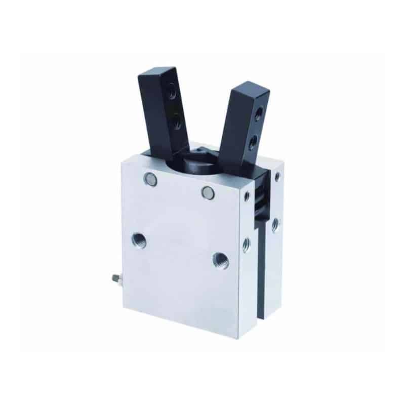 Pinza pneumatica parallela con ganascia, guida, corpo e geometria di montaggio da includere nella valutazione per camera bianca