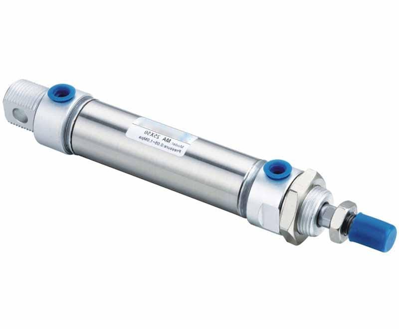 Xi lanh khí nén ISO 6432 dạng nhỏ gọn, dùng để minh họa rằng chỉ dựa vào hình thức sản phẩm không thể xác định khả năng giảm chấn.