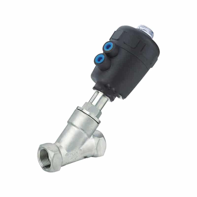XCP Series pneumatic angle seat valve with plastic actuator for process automation flow control