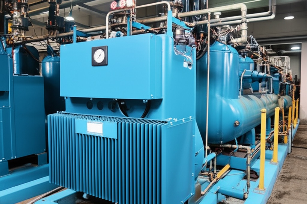 Industrial compressed air system with compressors, piping, and treatment equipment for system design review