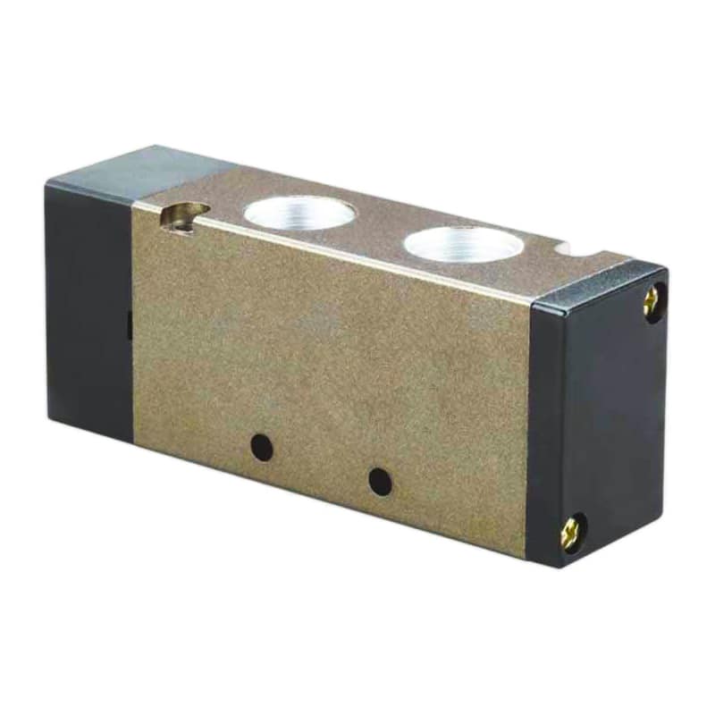 Air-piloted 400 Series pneumatic directional valve body with main and pilot connections
