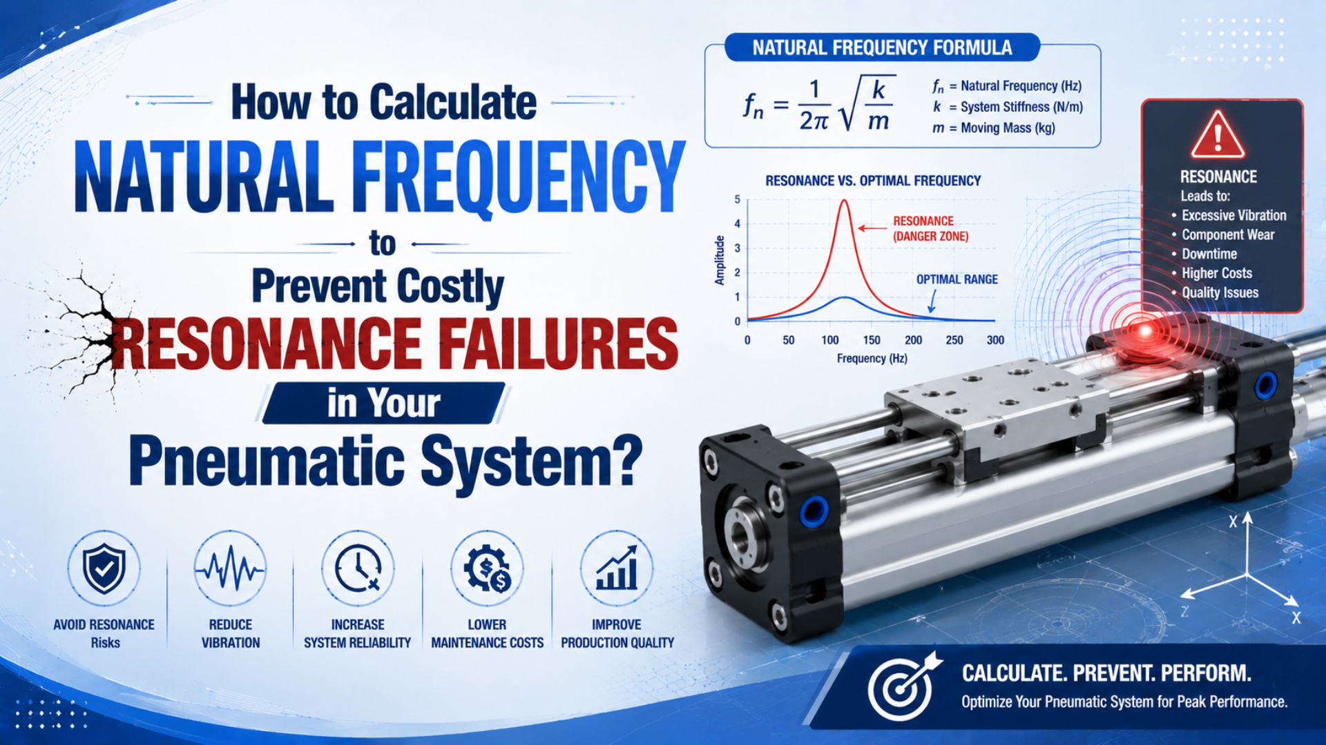 Calcul de la fréquence propre pour éviter des défaillances coûteuses dues à la résonance dans un système pneumatique