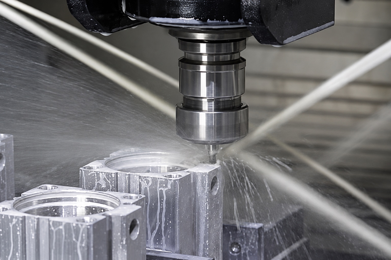 CNC machining of aluminum pneumatic cylinder end-cap blocks for a custom actuator