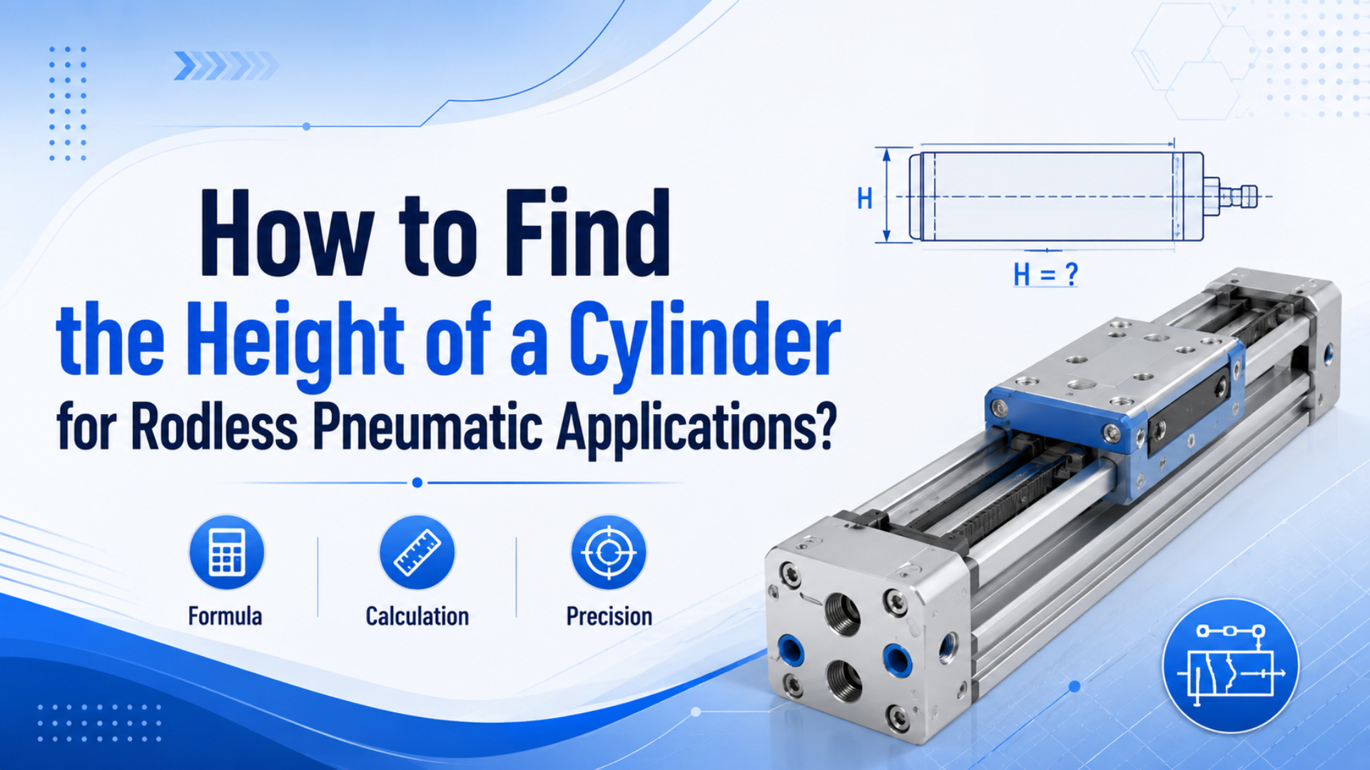 Rodless pneumatic cylinder body length, carriage travel, and stroke measurement points for replacement work