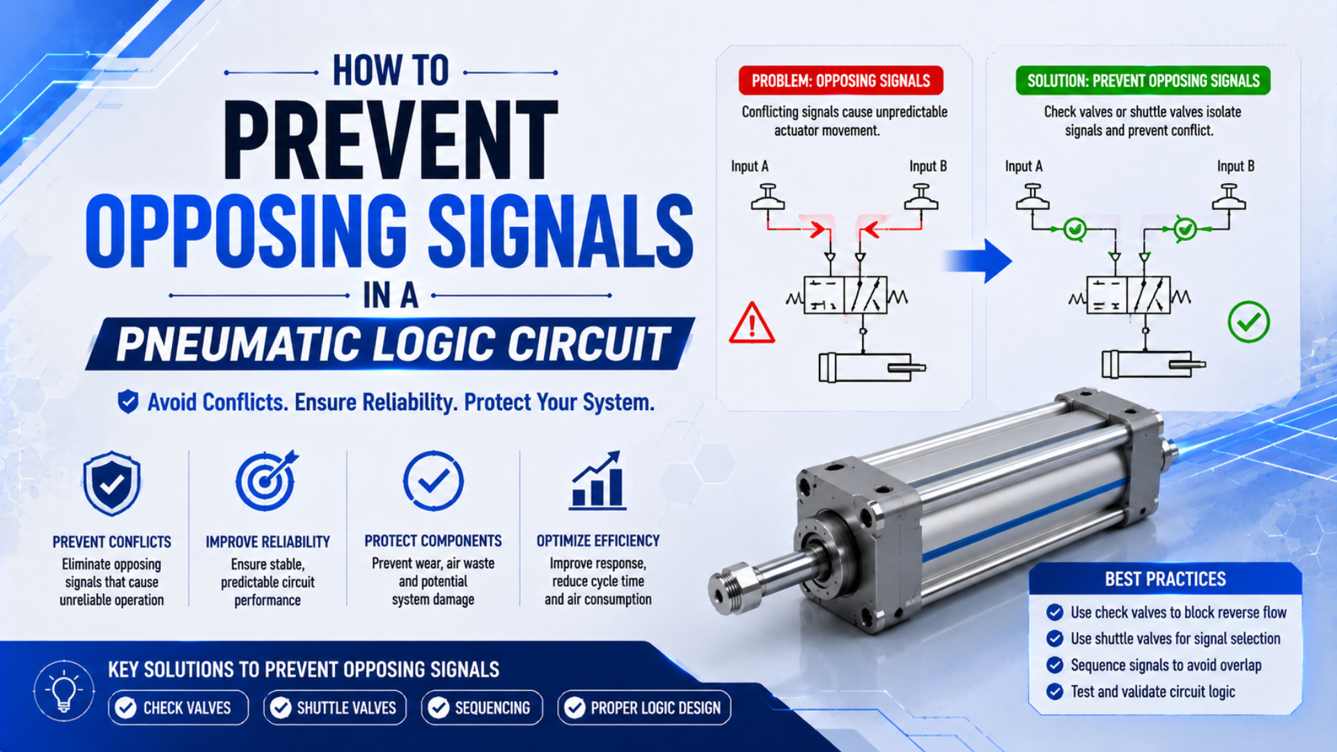 Prévenir les signaux opposés dans un circuit logique pneumatique
