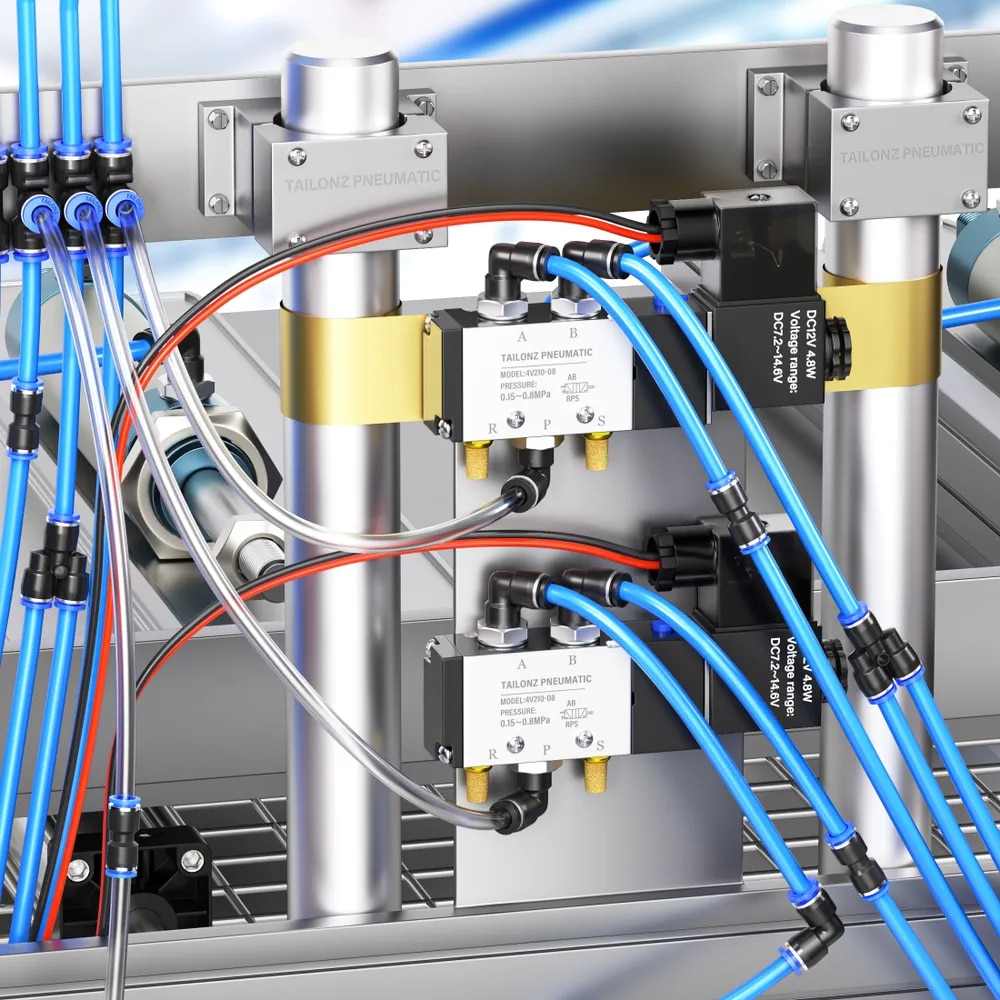 Mangueira pneumática enrolada com conexões de extremidade roscadas para serviço industrial de ar comprimido