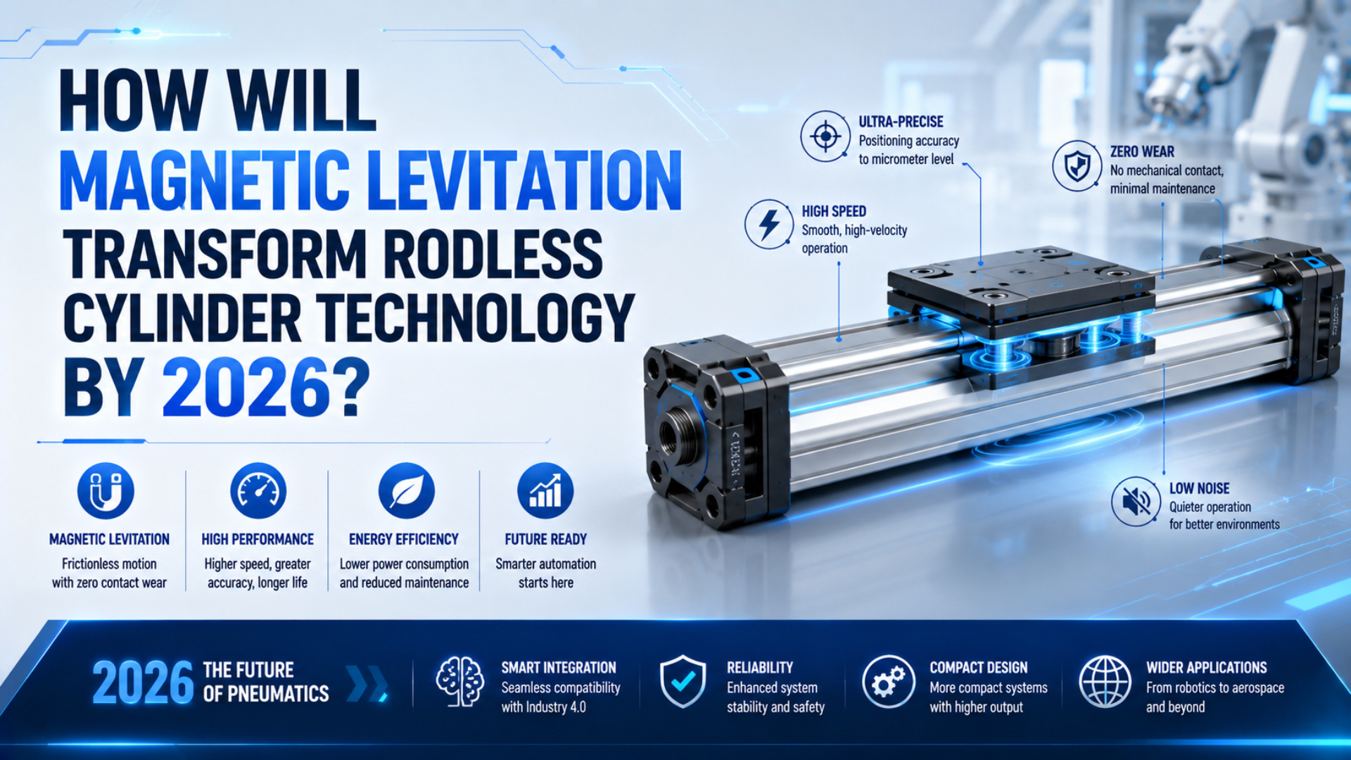 Image à la une : Comment la lévitation magnétique transformera-t-elle la technologie des vérins sans tige d'ici 2026 ?