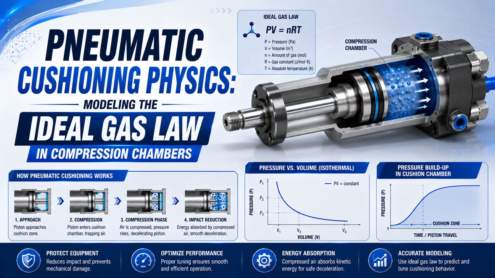 Titelbild zur Physik pneumatischer Dämpfung und zur Modellierung des idealen Gasgesetzes in Verdichtungskammern