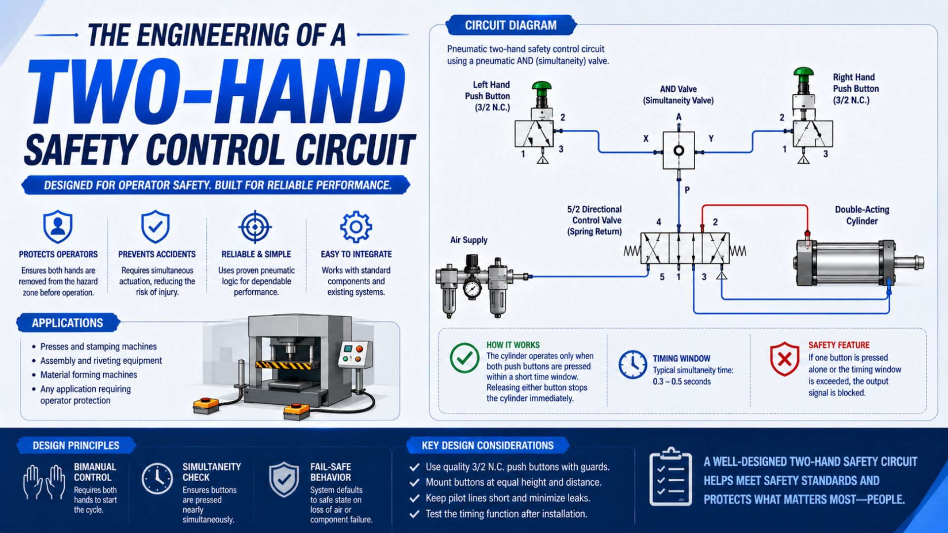 Illustration de l’ingénierie d’un circuit de commande de sécurité bimanuelle