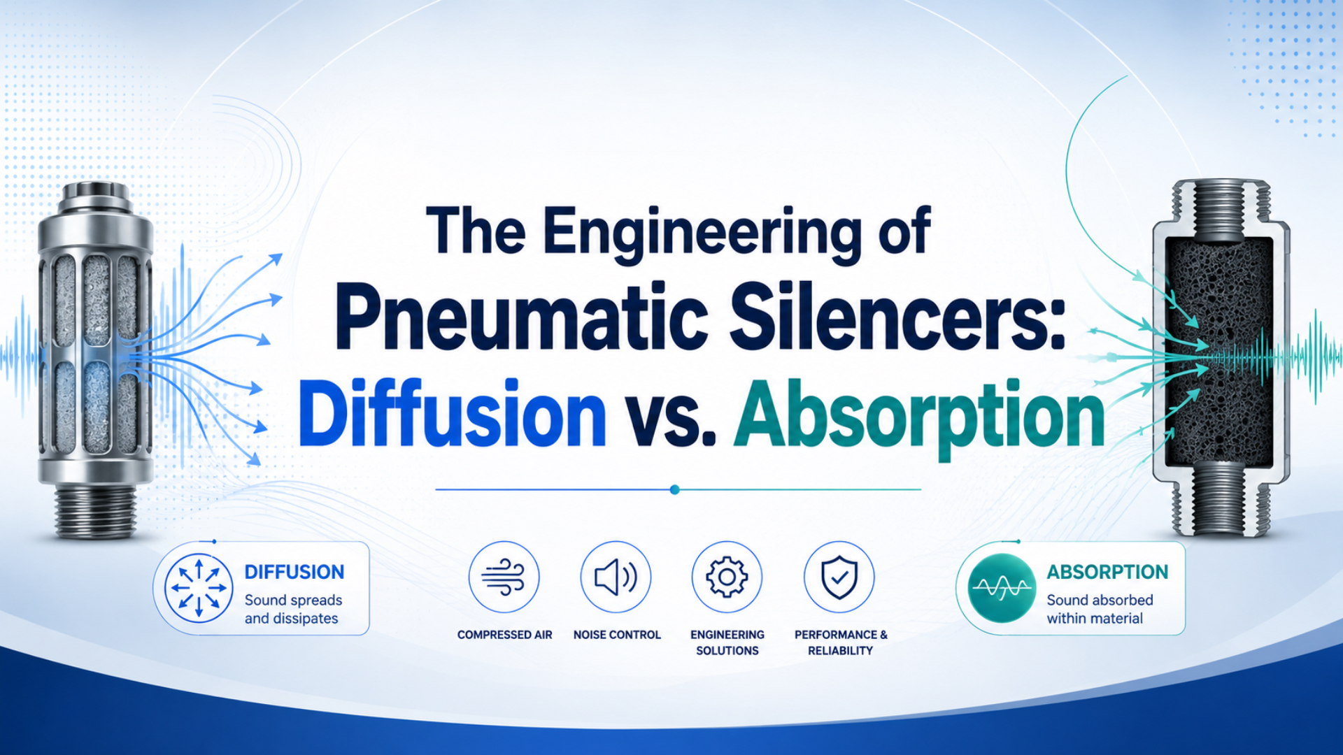 Image principale de l'ingénierie des silencieux pneumatiques : diffusion vs absorption