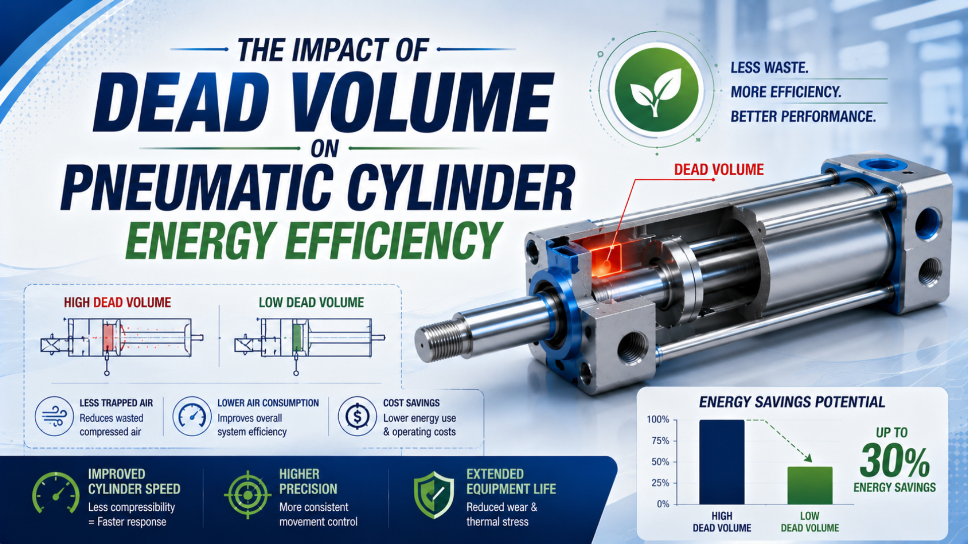 Titelbild zum Einfluss des Totvolumens auf die Energieeffizienz von Pneumatikzylindern