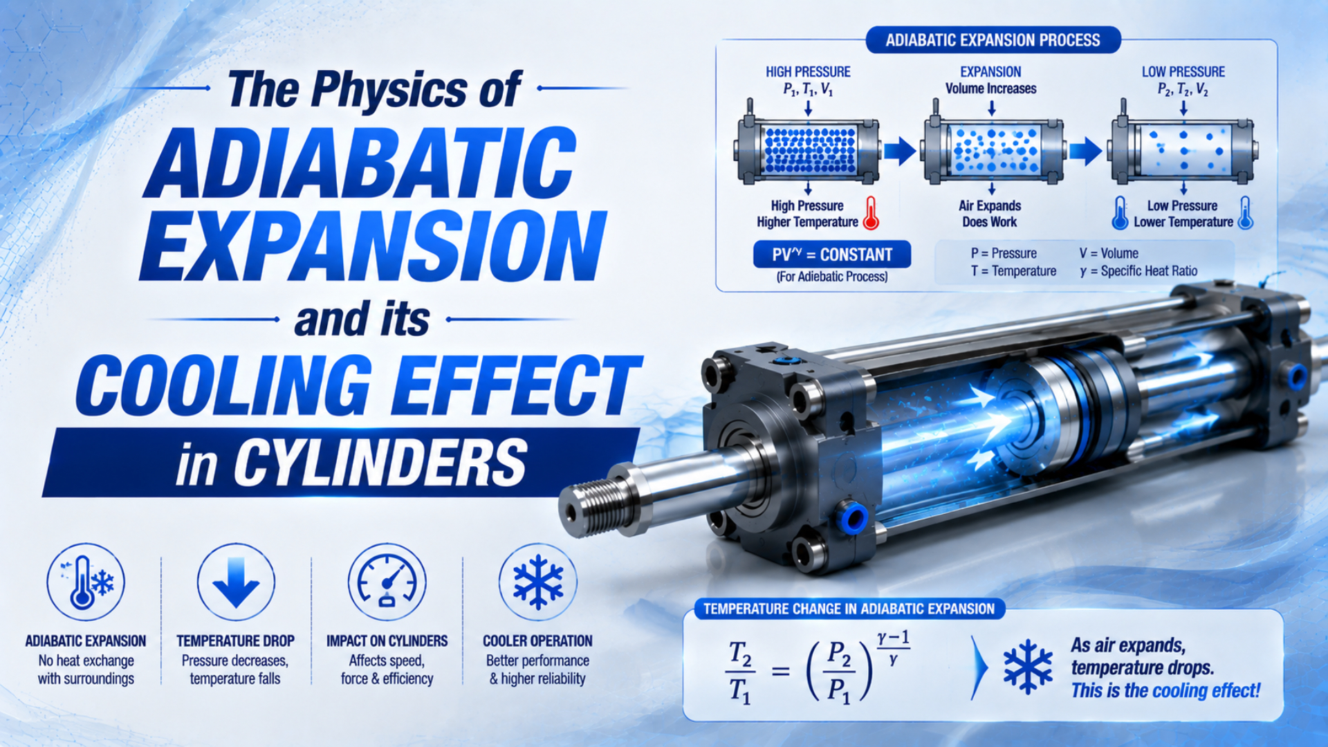 Titelbild: Die Physik der adiabatischen Expansion und ihre Kühlwirkung in Zylindern