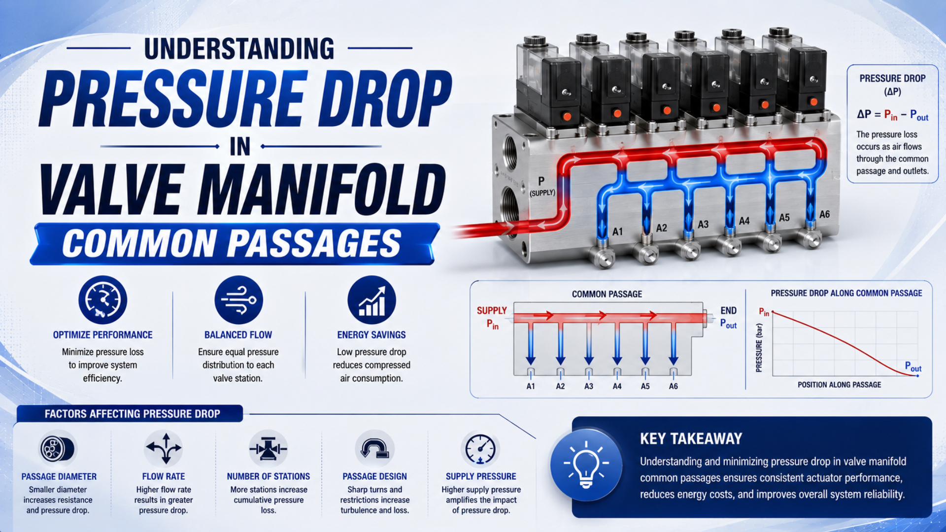 Sơ đồ sụt áp trong các đường dẫn chung của manifold van khí nén