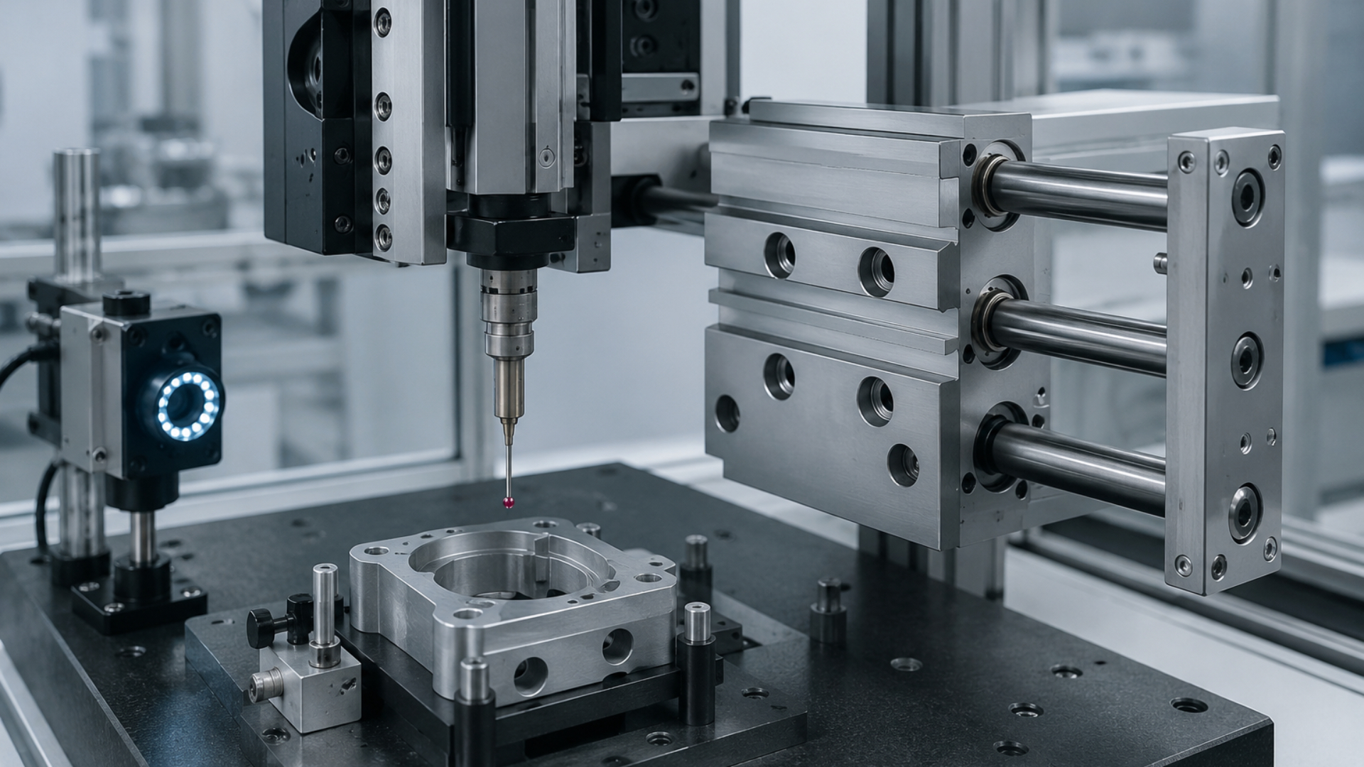Compact guide pneumatic cylinder inspection and testing equipment application