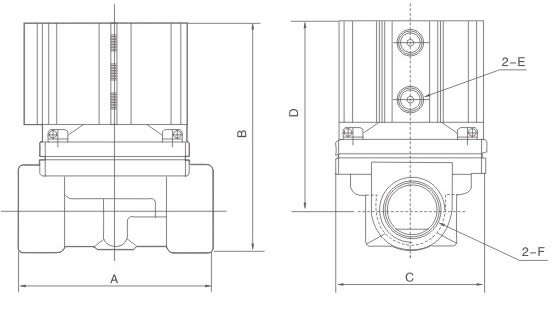 2Q Series General Purpose Solenoid Valve (2/2 Way NC, Air Control) dimension reference drawing