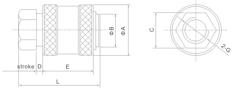 HSV Series Pneumatic Hand Slide Valve mounting dimension reference drawing