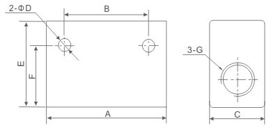 ST Series Pneumatic Shuttle Valve (OR Logic) mounting dimension drawing