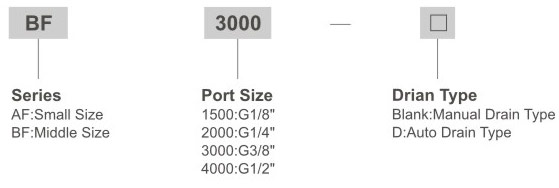 AF & BF Series Pneumatic Air Filters Ordering Code