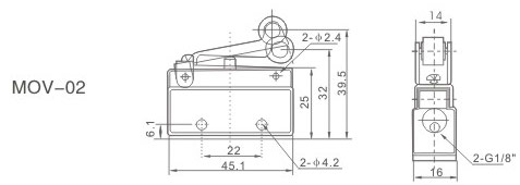 Pneumatisches mechanisches Regelventil der Serie MOV Gesamtabmessungen