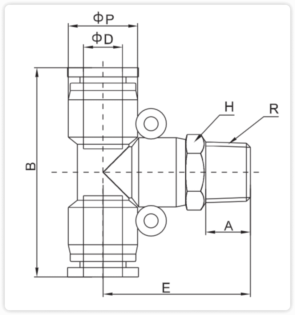 Pneumatische Push-in-T-Stücke der Serie PB (One-Touch-Verbindungen)