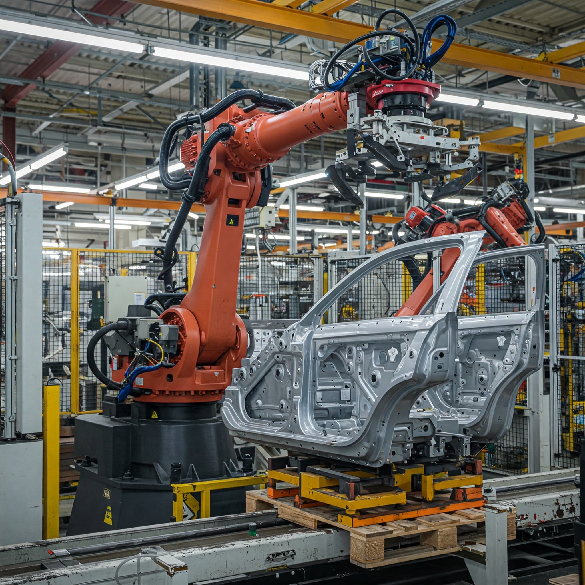 Automation in the automotive industry 6 Roboter und pneumatischer Greifer