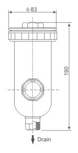 SAH402 Pneumatisches Hochdruck-Automatik-Entleerungsventil Gesamtabmessungen