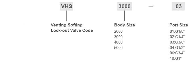VHS Series Pneumatic Safety Lockout Valve (Venting) Ordering Code