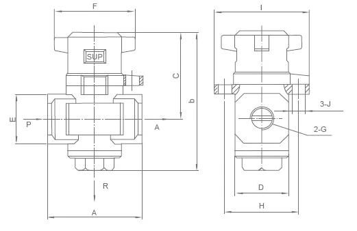 VHS Series Pneumatic Safety Lockout Valve (Venting) Overall Dimensions