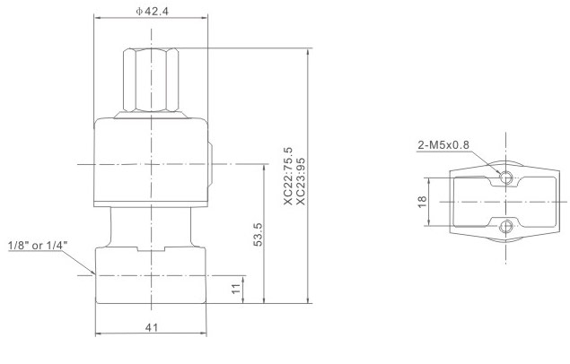 XC2223 Series General Purpose Pneumatic Solenoid Valves Overall Dimensions