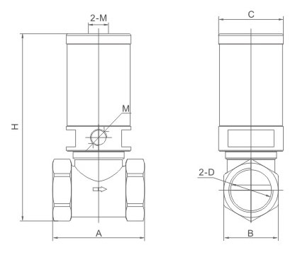 XQ22HD Series Stainless Steel Pneumatic Angle Seat Valve (Right Angle) Overall Dimensions