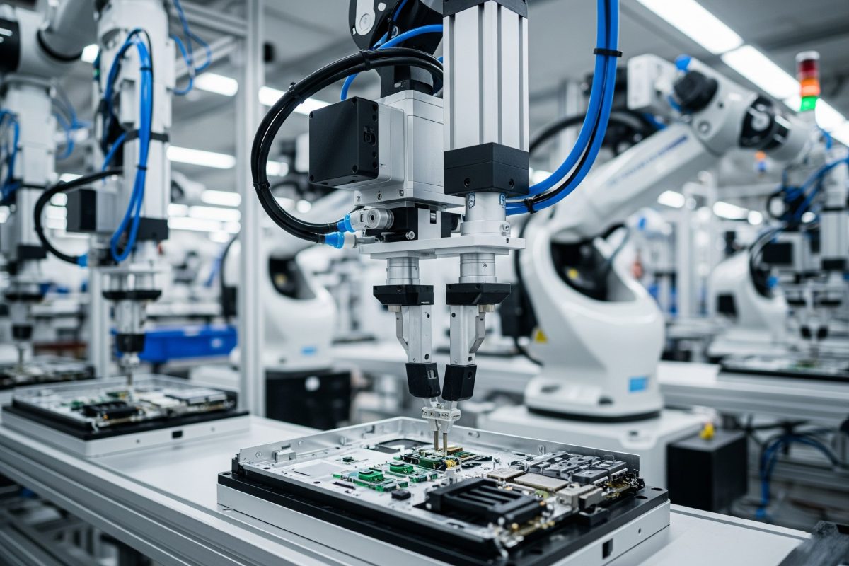 Pneumatski hvatovi su integrisani u automatizovane proizvodne linije za precizno sklapanje i pozicioniranje elektroničkih komponenti, automobilskih dijelova ili malih kućanskih aparata itd.