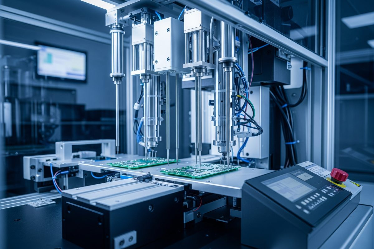 Thin cylinders integrated into space-constrained clamping mechanisms within small fixtures, enabling quick clamping and release of workpieces.