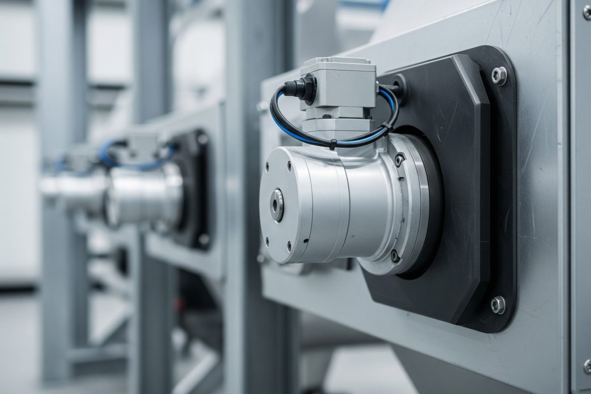 Rotacijski aktuatori precizno kontroliraju ugao klapni, vrata ili preusmjerivačkih ploča u industrijskom sistemu za rukovanje materijalima ili ventilacijom.