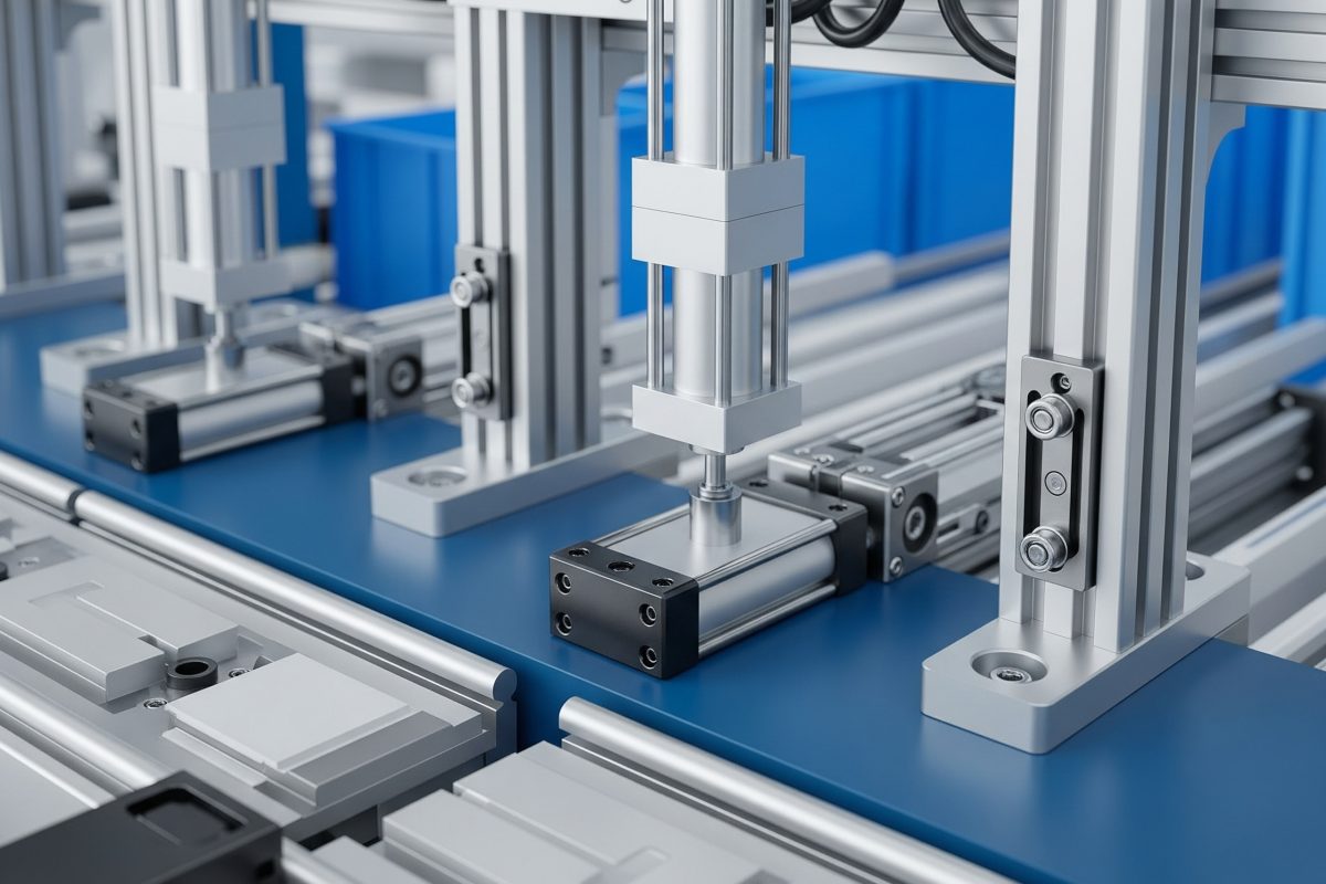 Kompaktni cilindri za vođenje koji obavljaju kratki hod za transport, zaustavljanje ili preusmjeravanje komponenti na automatiziranoj liniji gdje je prostor ograničen.