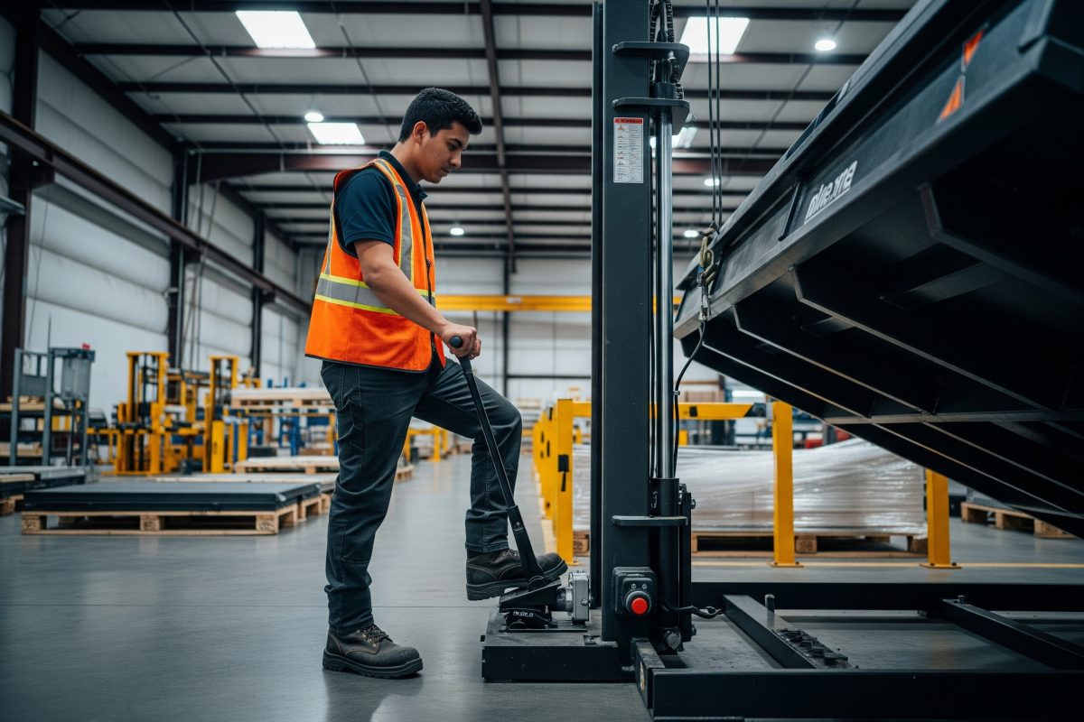 Nogom upravljani smjernički ventil koji se koristi za sigurno i praktično upravljanje opremom za rukovanje materijalom, kao što su viljuškar, nagibnik ili jednostavni transporter.
