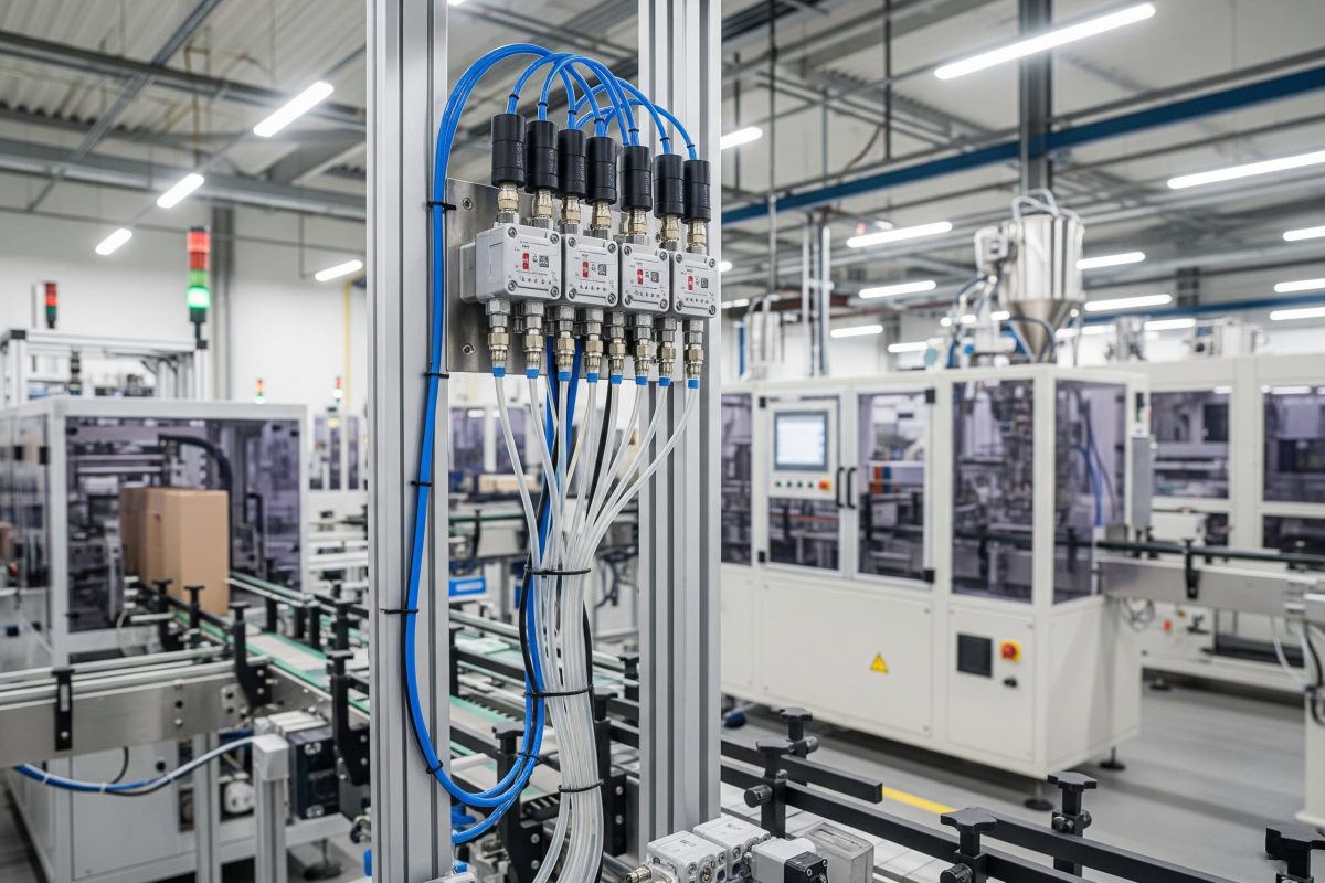 Solenoidni ventili koji upravljaju različitim pneumatskim funkcijama u ambalažnim mašinama, kao što su mašine za podizanje kutija, punjači, zatvarači i etiketirači na automatizovanoj liniji.