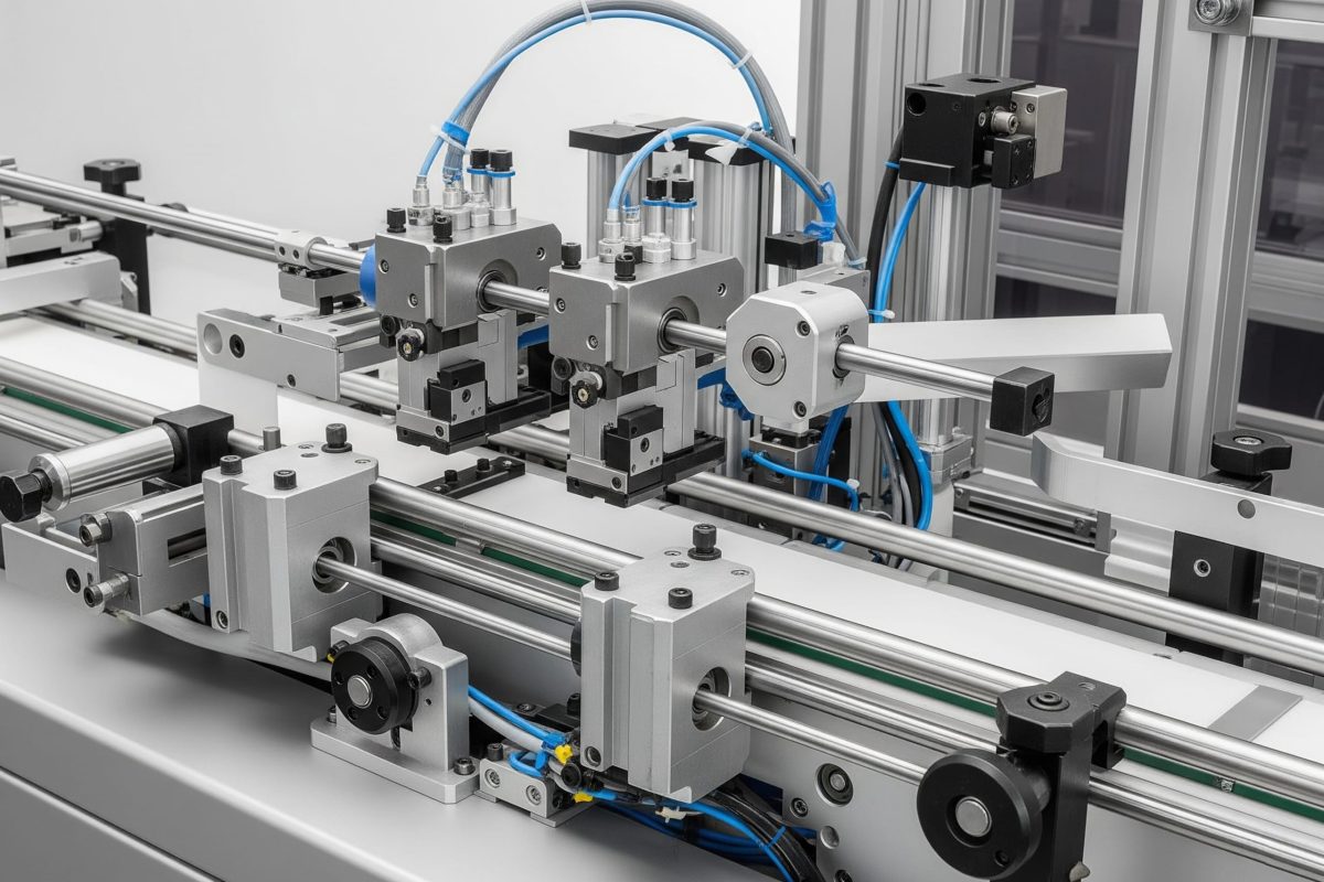 Klizni cilindri omogućavaju precizno pozicioniranje i reciprocirajući pokret za glave za štampanje i ruke za etiketiranje na industrijskoj mašini za štampanje i etiketiranje.