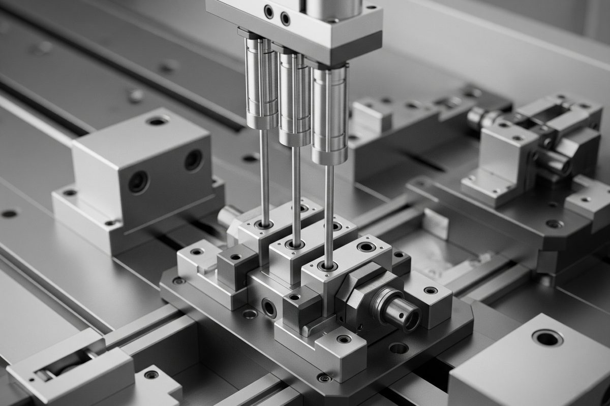 Tanki pneumatski cilindri integrisani u malu steznu glavu, koji obezbjeđuju snagu za brzo stezanje i otpuštanje obradka u pozicionirajućem uređaju s ograničenim prostorom.