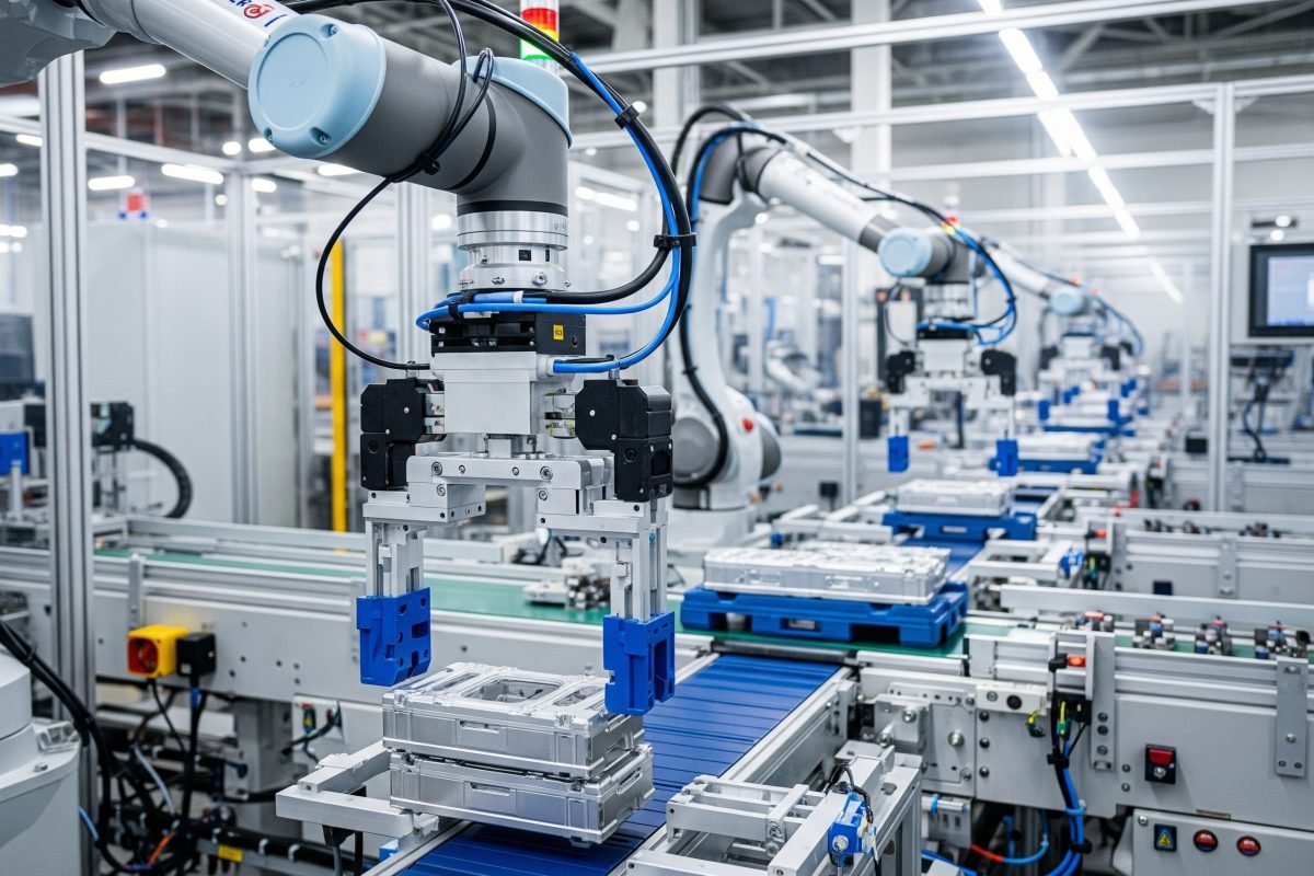 Pneumatic grippers are used as robot end effectors for pick and place applications such as material loading and unloading, sorting and palletizing on automated production lines.