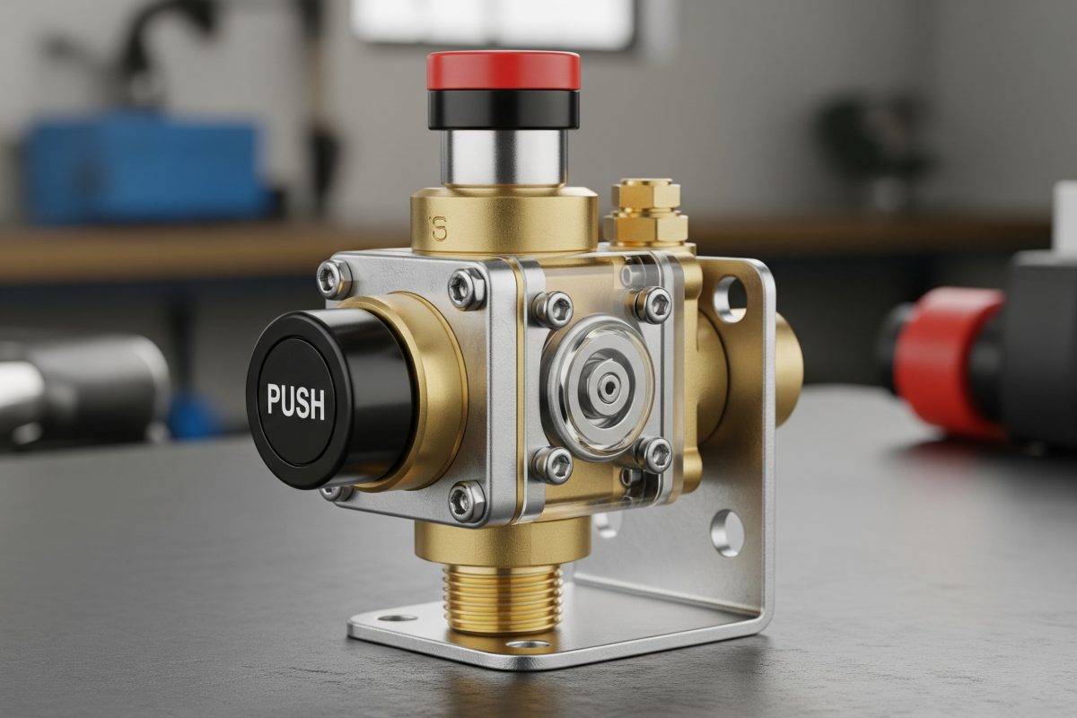 為小型氣動裝置或工具提供基本開關或方向控制的機械式按鈕控制閥門。