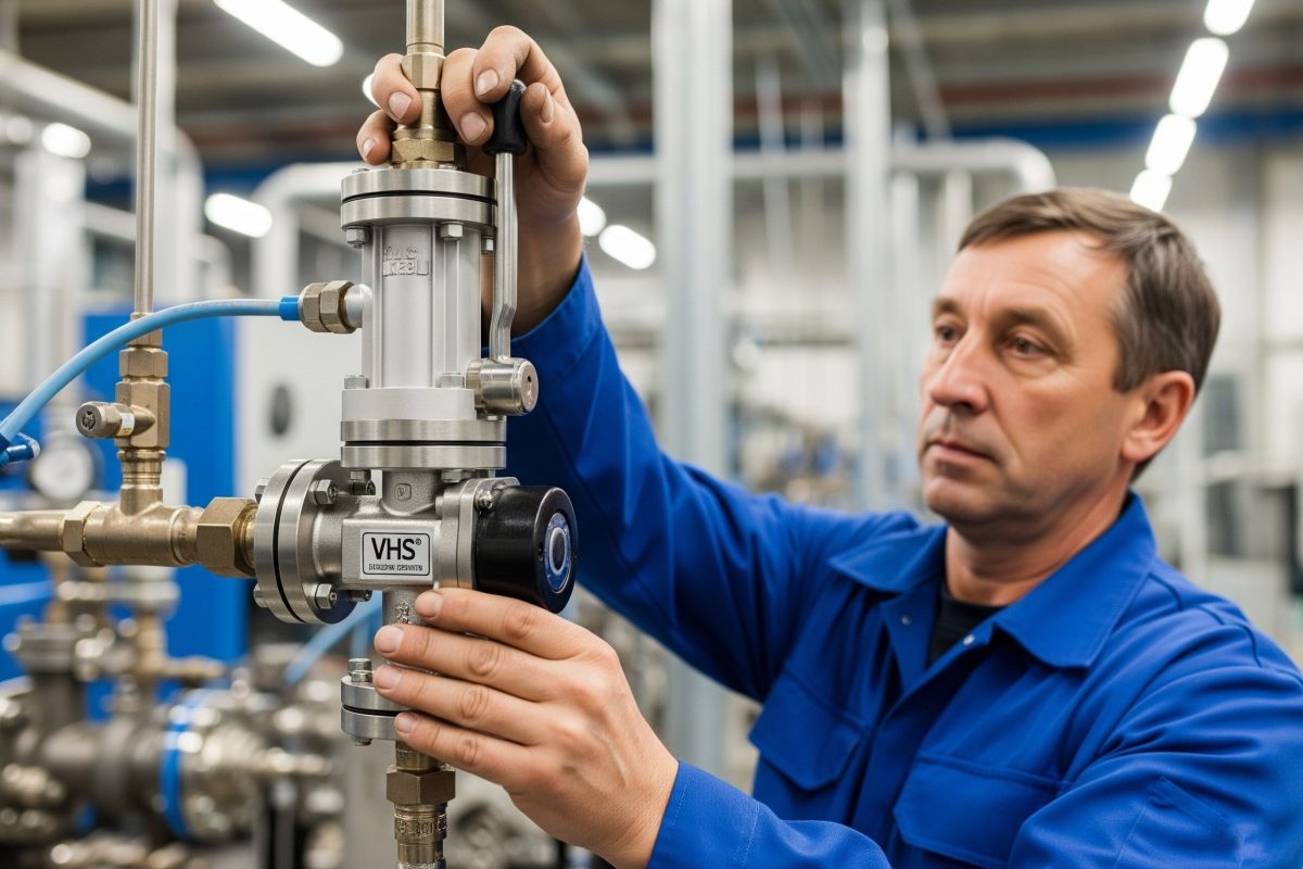 Ručni ventil za zaključavanje, poput ventila serije VHS, koji se koristi za izolaciju sistema radi sigurnog isključivanja dijela pneumatskog kruga za održavanje ili popravku.